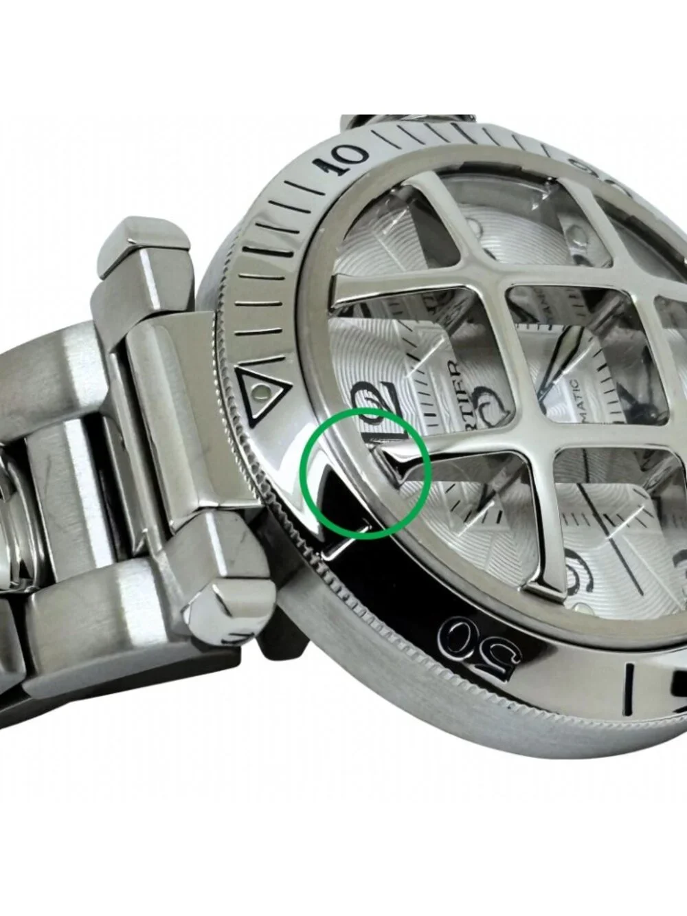 Cartier Pasha 38 Dome Grit Silver Stainless Steel Automatic